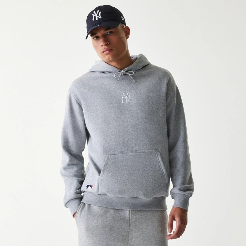 New York Yankees MLB League Essential Grey Oversized Pullover Hoodie