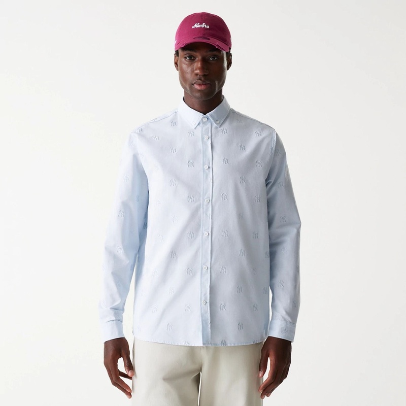 New York Yankees MLB Monogram Pastel Blue Long Sleeve Shirt