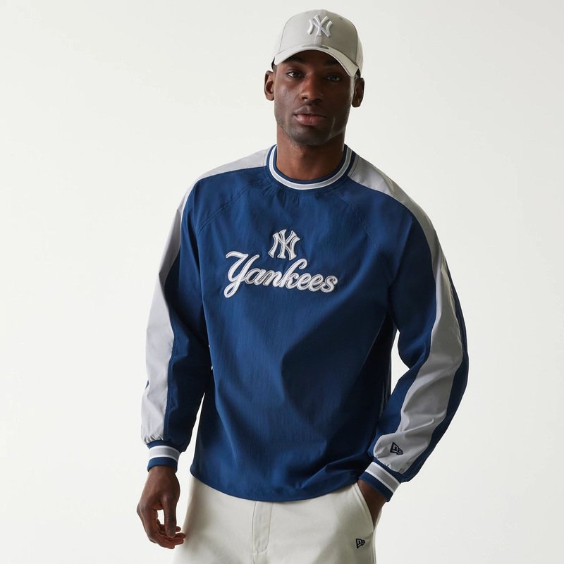 New York Yankees MLB Navy U Neck Pullover Windbreaker
