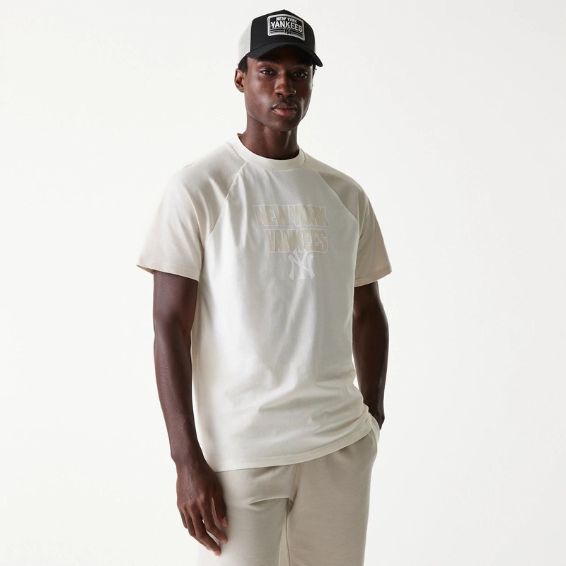 New York Yankees MLB Raglan Open White Oversized T-Shirt