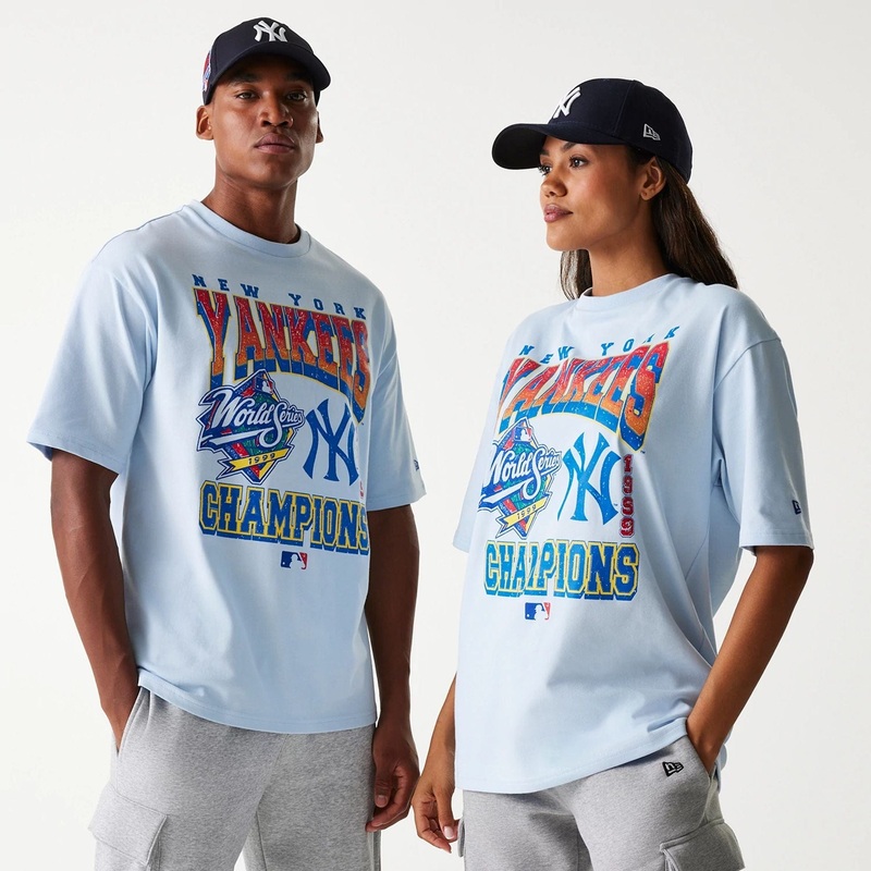 New York Yankees MLB World Series Pastel Blue Oversized T-Shirt