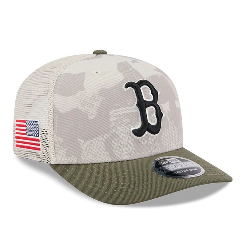 Boston Red Sox MLB Armed Forces Day 2025 Light Beige 9SEVENTY Stretch Snap Adjustable Cap