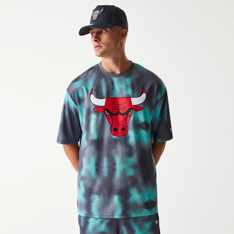 Chicago Bulls NBA All Over Print Green Oversized T-Shirt