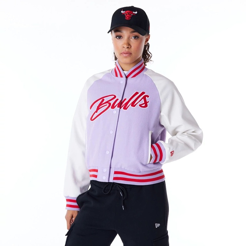 Chicago Bulls Womens NBA Pastel Purple Varsity Jacket
