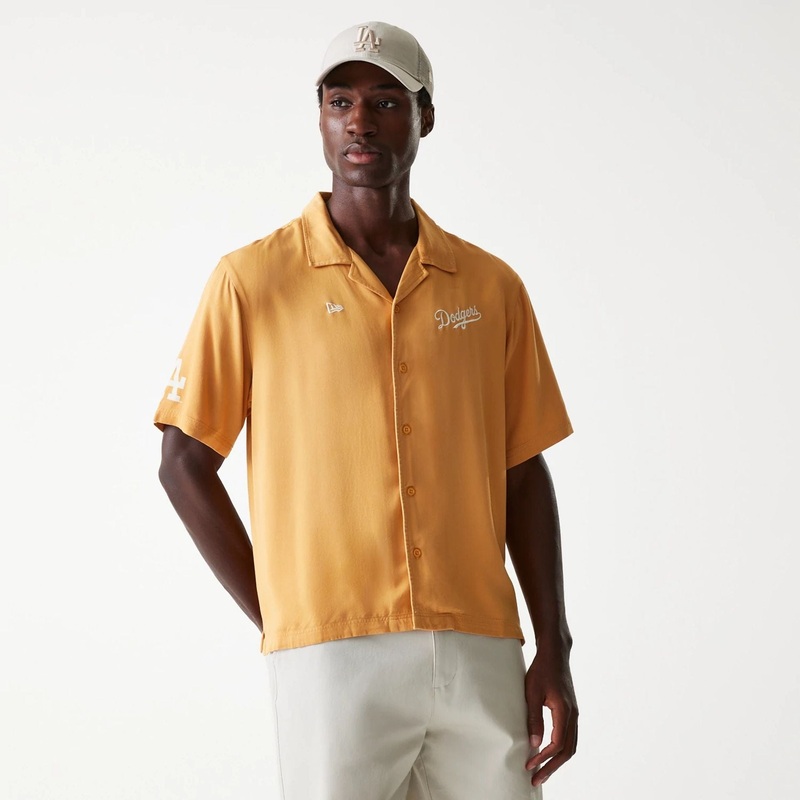 LA Dodgers MLB Graphic Beige Revere Short Sleeve Shirt