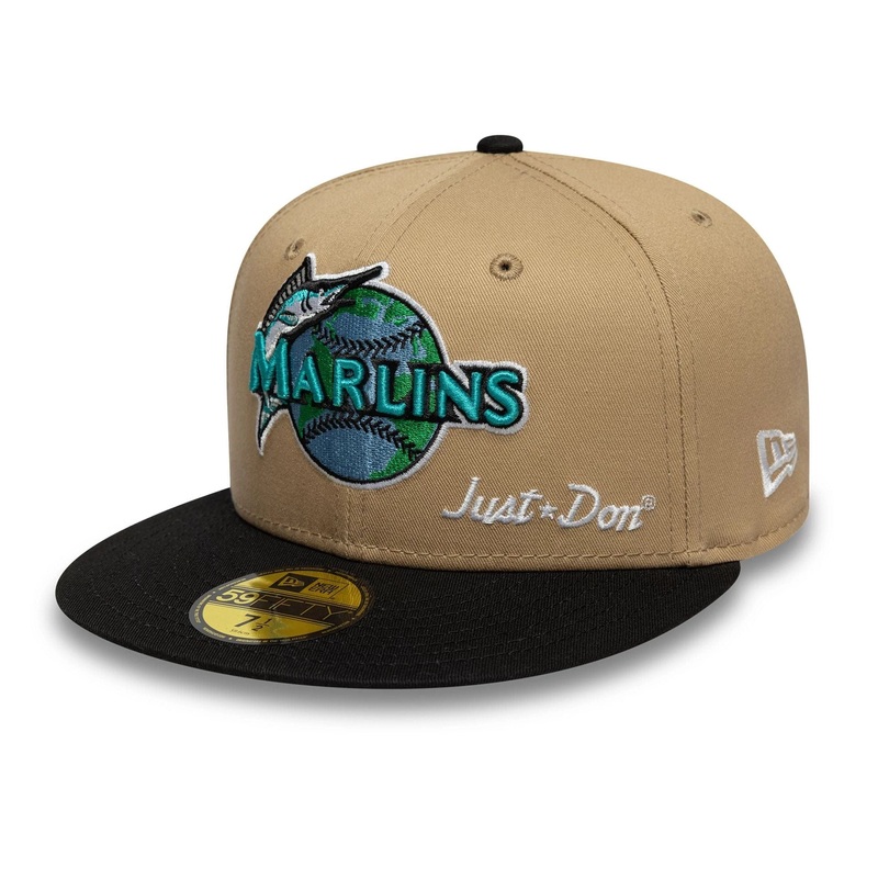 Miami Marlins MLB Just Don Light Beige 59FIFTY Fitted Cap