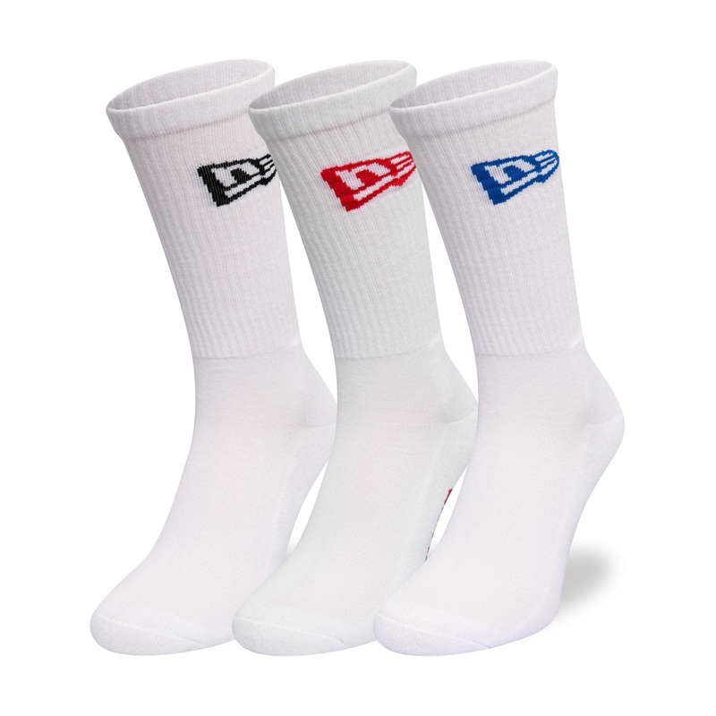 New Era Flag White 3 Pack Crew Socks