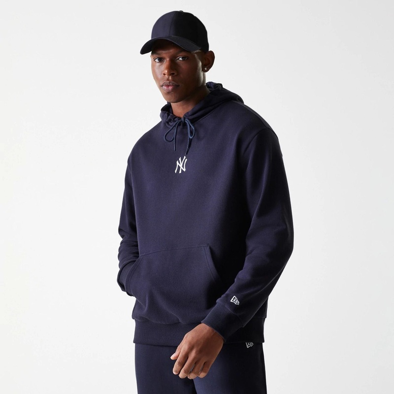 New York Yankees MLB League Essential Midi French Terry Navy Oversized Pullover Hoodie