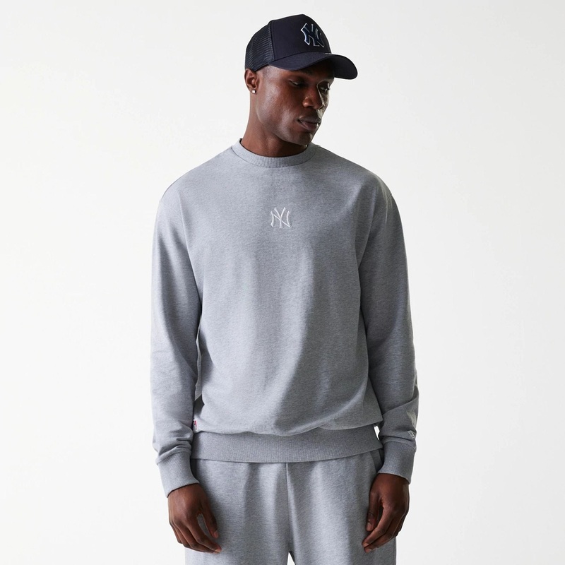 New York Yankees MLB League Essential Midi Grey Oversized Crew Neck Sweater