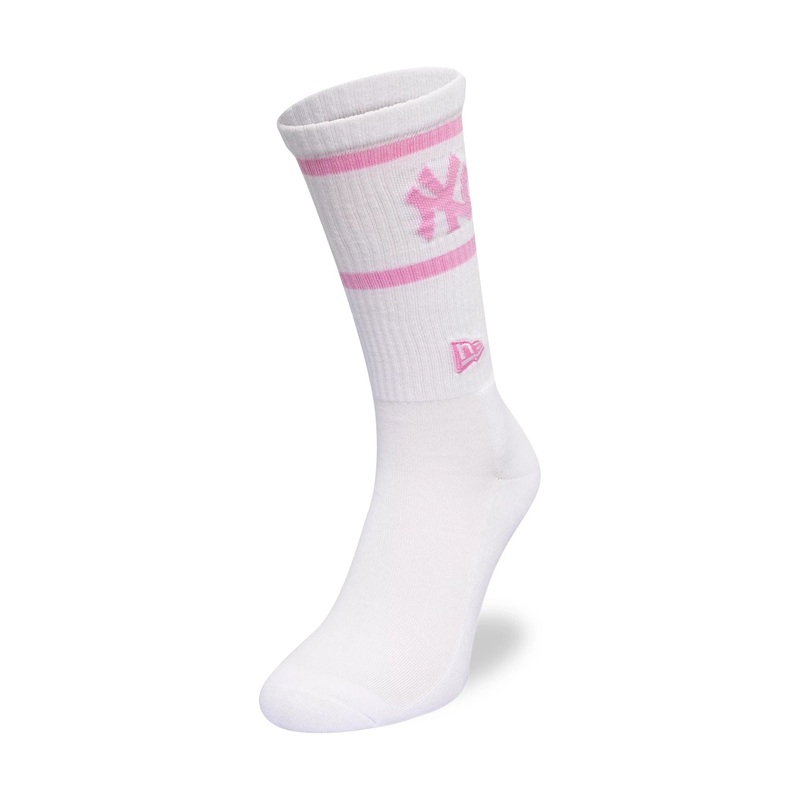 New York Yankees MLB White & Pink Crew Socks