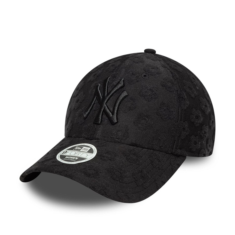 New York Yankees Womens MLB Floral Towelling Black 9FORTY Adjustable Cap