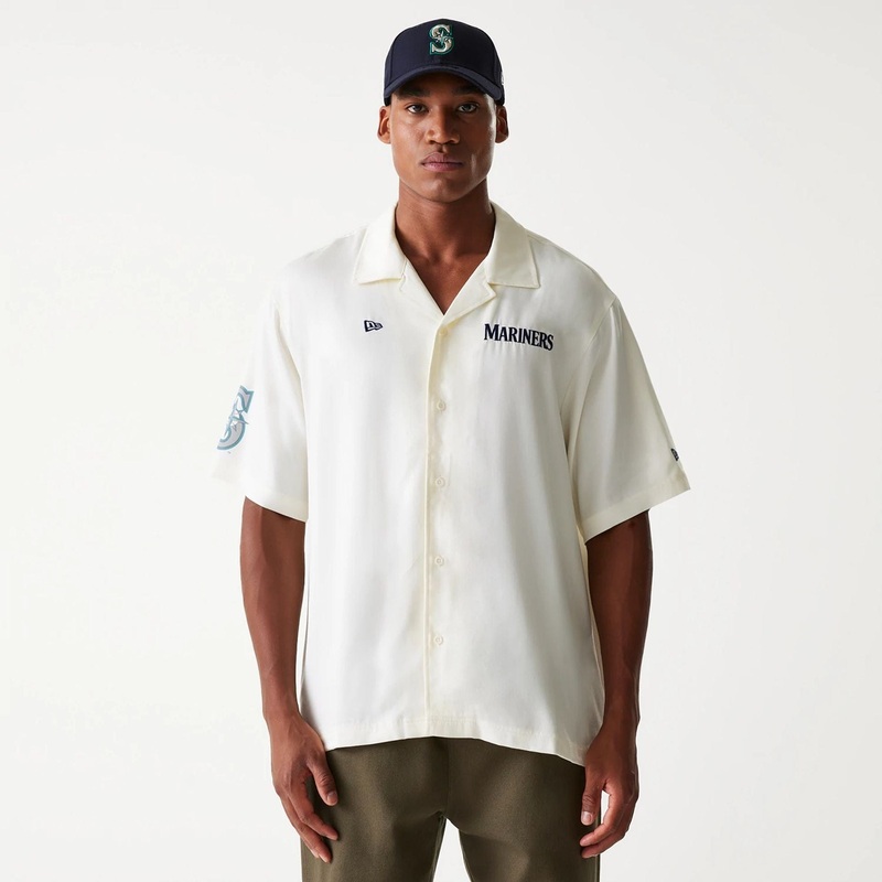 Seattle Mariners MLB Graphic Open White Revere Short Sleeve Shirt