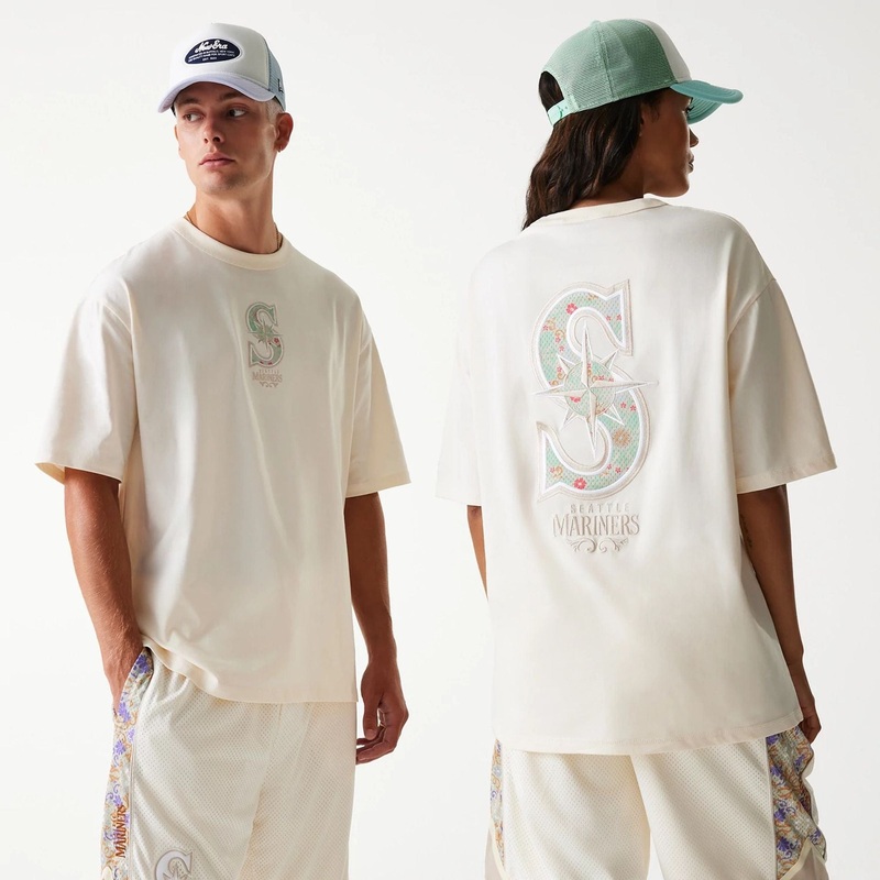 Seattle Mariners MLB Infill Open White Oversized T-Shirt