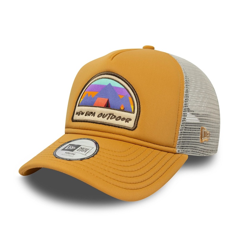 Youth New Era Adventurer Patch Yellow 9FORTY A-Frame Trucker Adjustable Cap