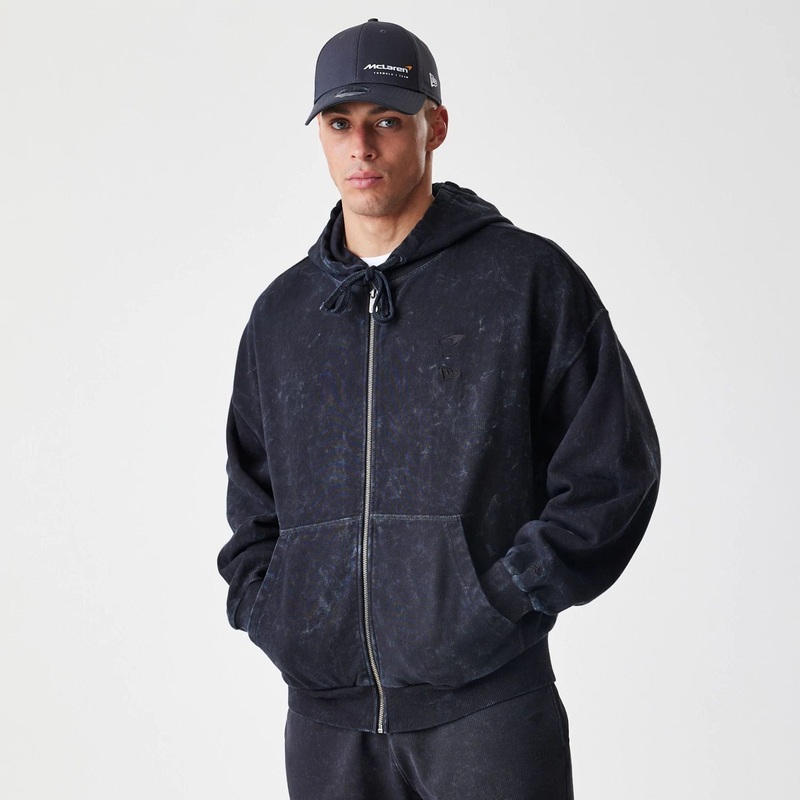 McLaren Racing Washed Black Oversized Full Zip Hoodie