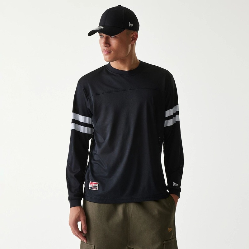 New Era Mesh Water Black Long Sleeve T-Shirt