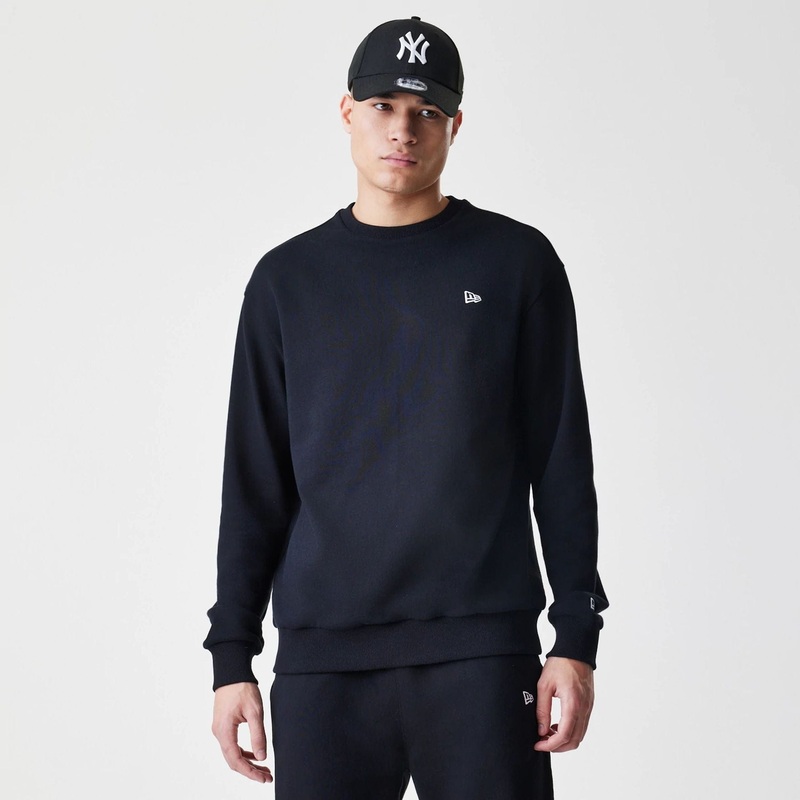 New Era Premium Essential Black Oversized Crew Neck Sweater