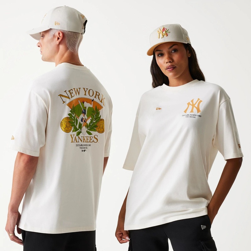 New York Yankees MLB Baseball Graphic Open White Oversized T-Shirt