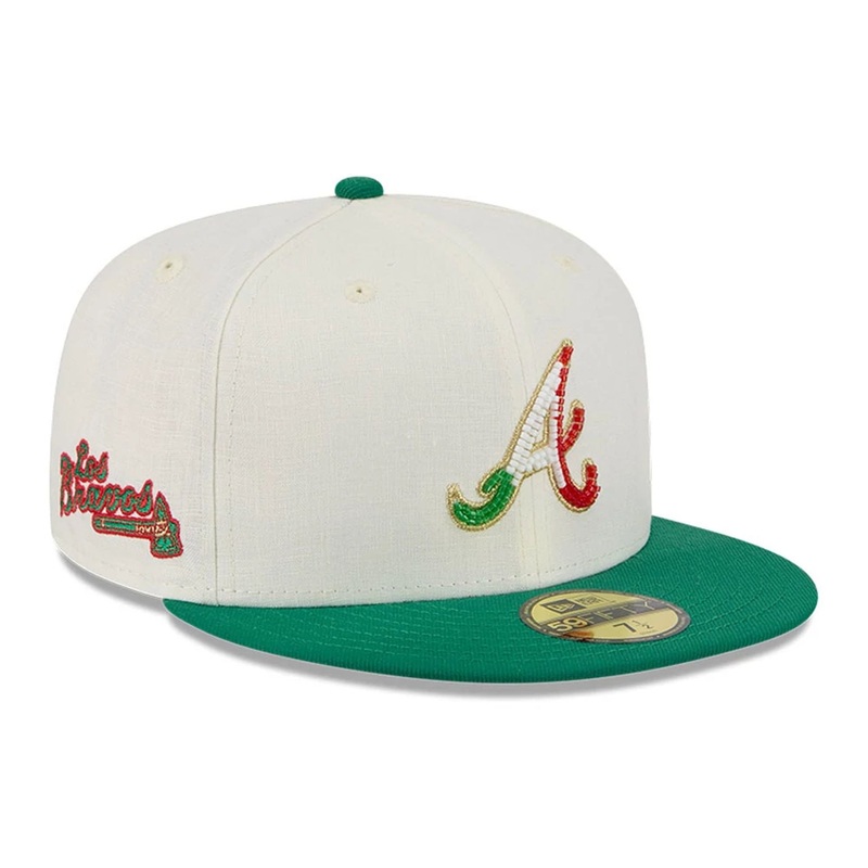 Atlanta Braves Beaded Linen Open Beige 59FIFTY Fitted Cap