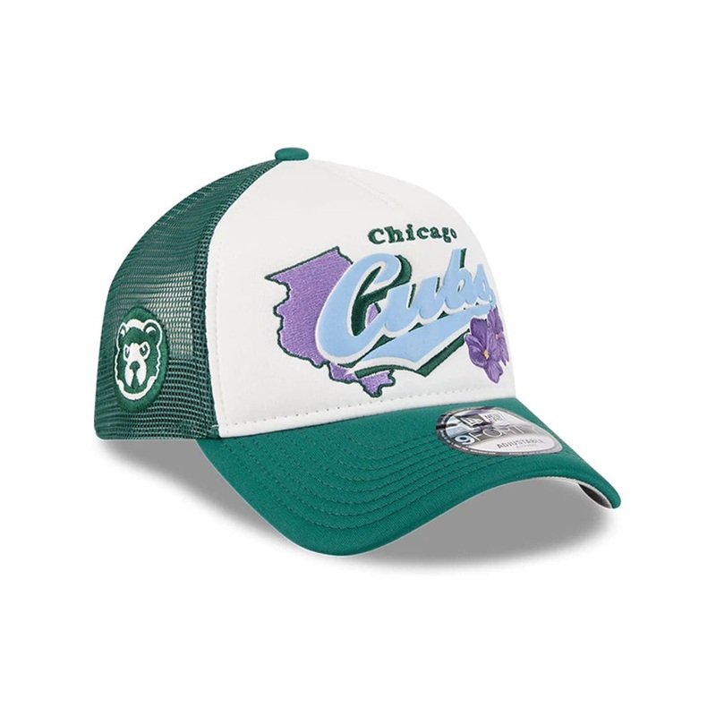 Chicago Cubs MLB State Flower Dark Green 9FORTY A-Frame Trucker Adjustable Cap