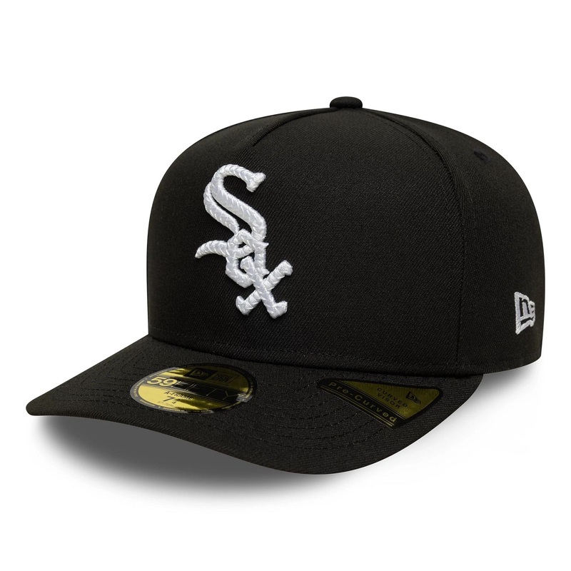 Chicago White Sox MLB Script Safety Pin Black 59FIFTY A-Frame Fitted Cap