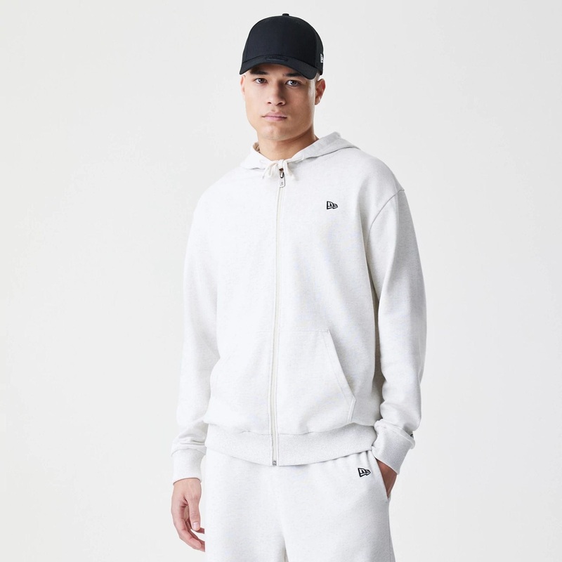 New Era Premium Essential Pastel Grey Oversized Full Zip Hoodie