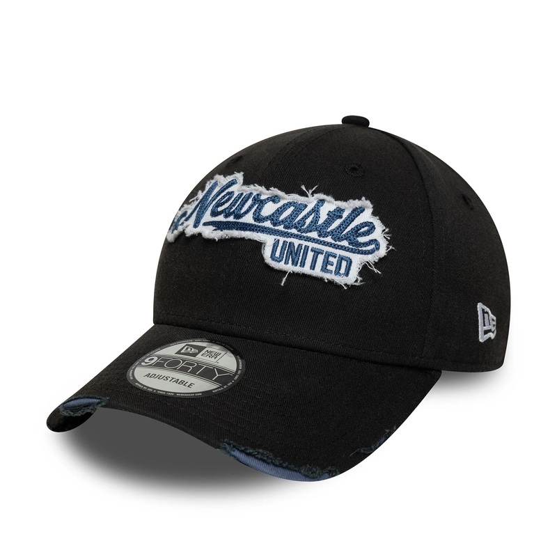 Newcastle United FC Distressed Wordmark Black 9FORTY A-Frame Adjustable Cap
