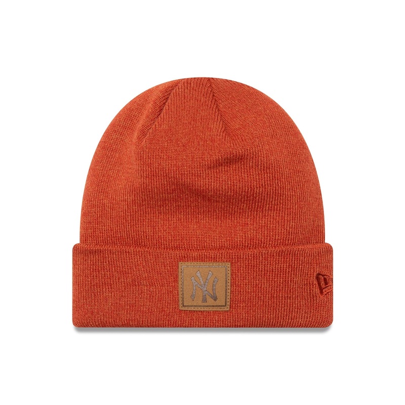 New York Yankees Team Patch Orange Cuff Knit Beanie Hat