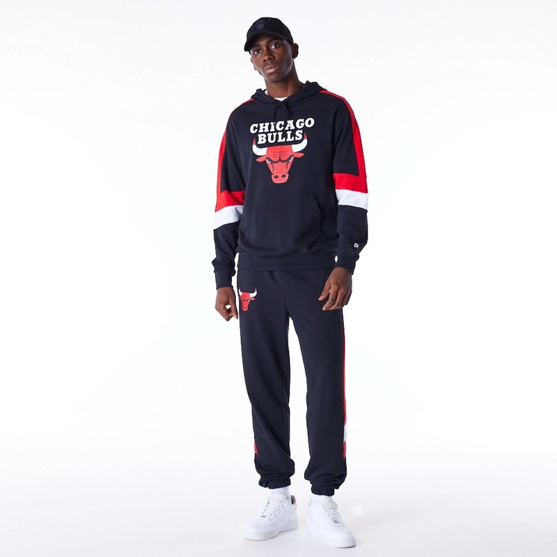 Chicago Bulls Colour Block Black Pullover Hoodie