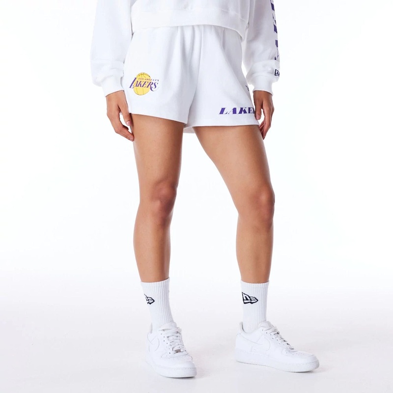 LA Lakers Womens NBA Wordmark White Shorts