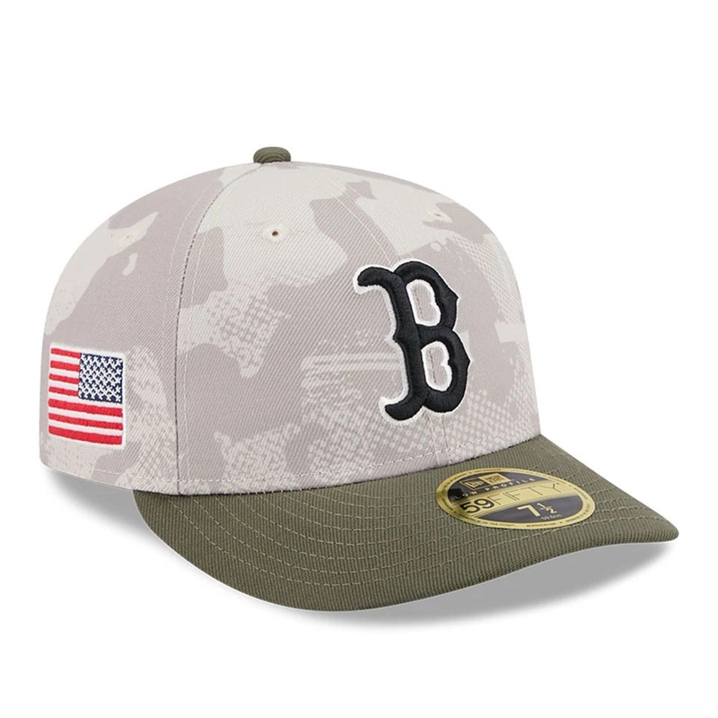 Boston Red Sox MLB Armed Forces Day 2025 Light Beige Low Profile 59FIFTY Fitted Cap