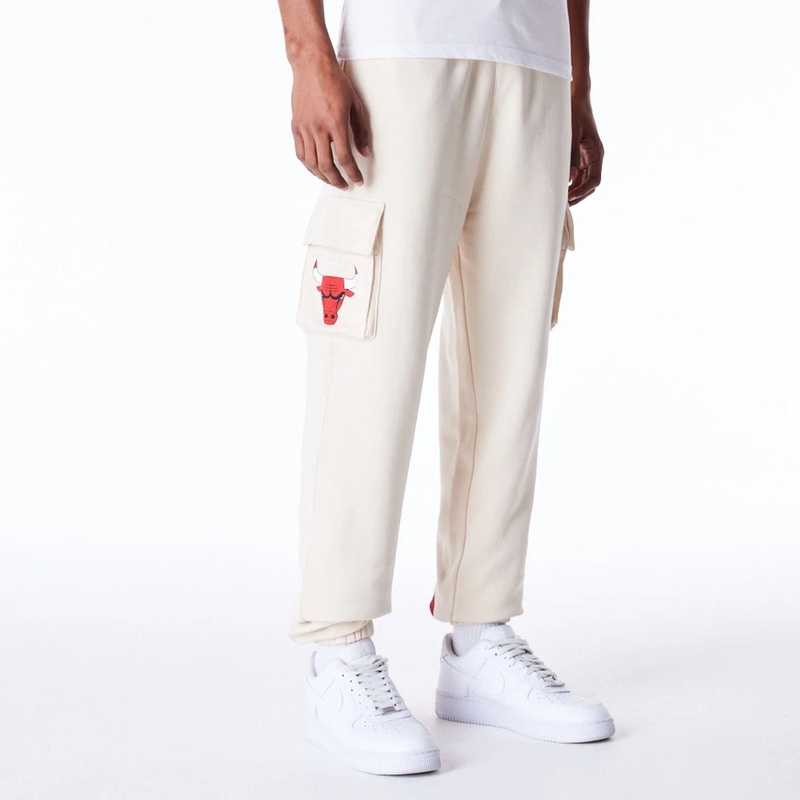 Chicago Bulls NBA Wordmark Stone Fleece Cargo Joggers