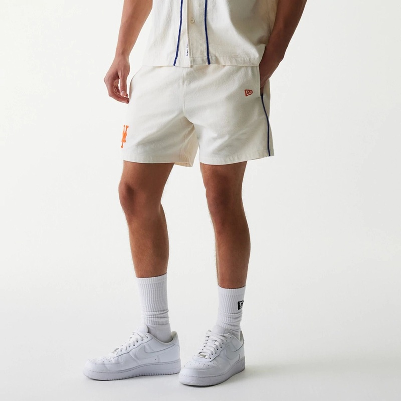 New York Mets MLB Piping Open Cream Shorts