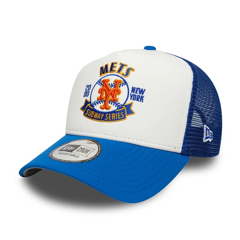 New York Mets MLB Subway Series Graphic White 9FORTY A-Frame Trucker Adjustable Cap