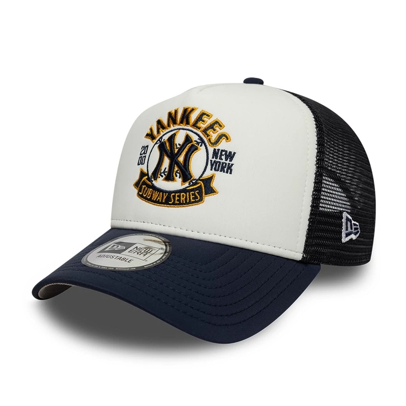 New York Yankees MLB Subway Series Graphic White 9FORTY A-Frame Trucker Adjustable Cap