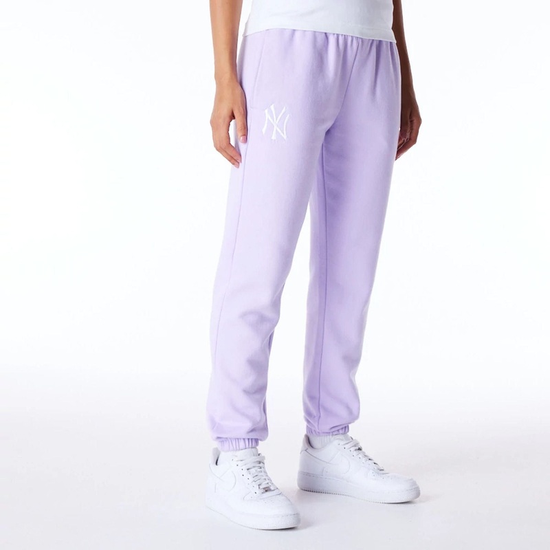 New York Yankees Womens MLB League Essential Pastel Purple Fleece Joggers