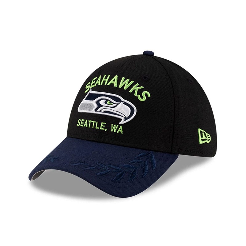 Seattle Seahawks NFL Draft 2025 Black 39THIRTY Stretch Fit Cap