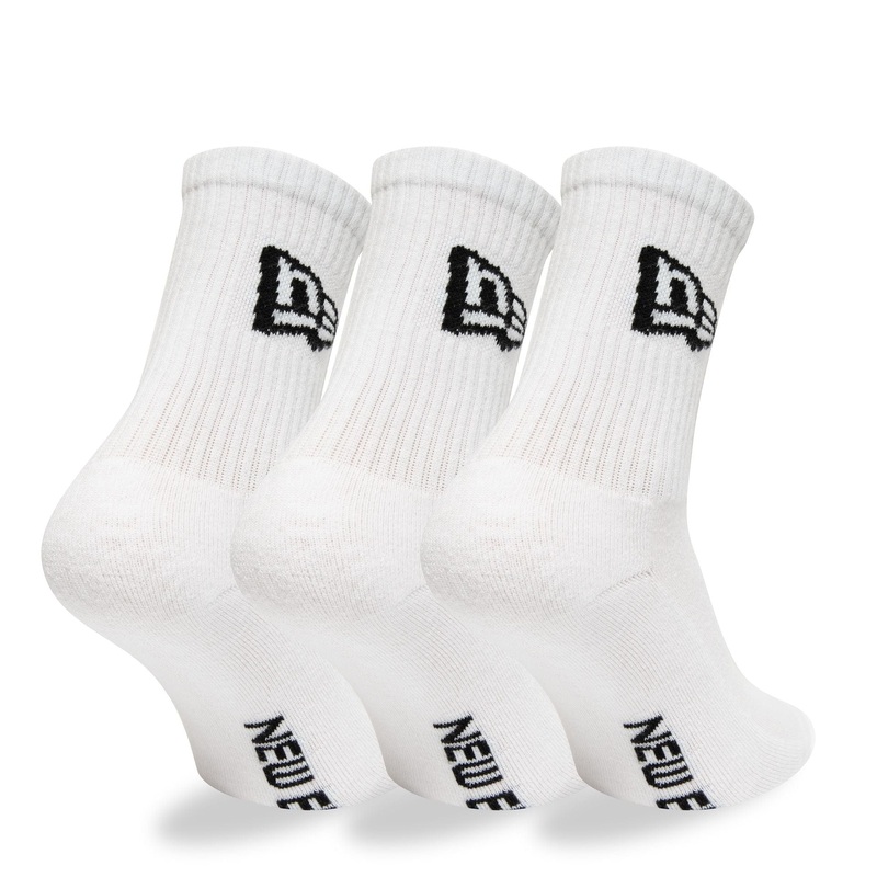 New Era Flag 3 Pack Crew White Sock