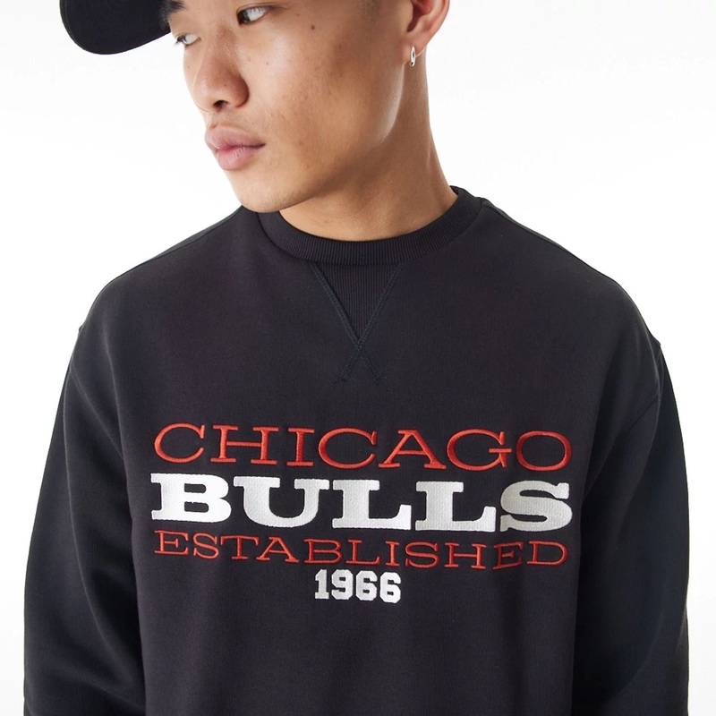 Chicago Bulls NBA Lifestyle Black Oversized Crew Neck Sweater