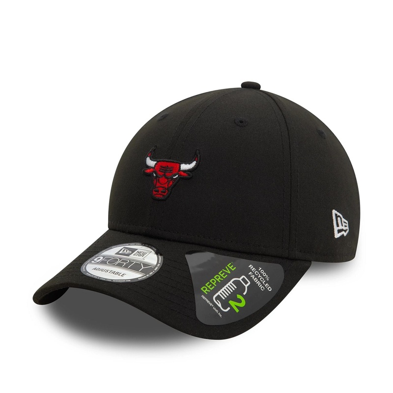 Chicago Bulls Repreve Mini Logo Black 9FORTY Adjustable Cap