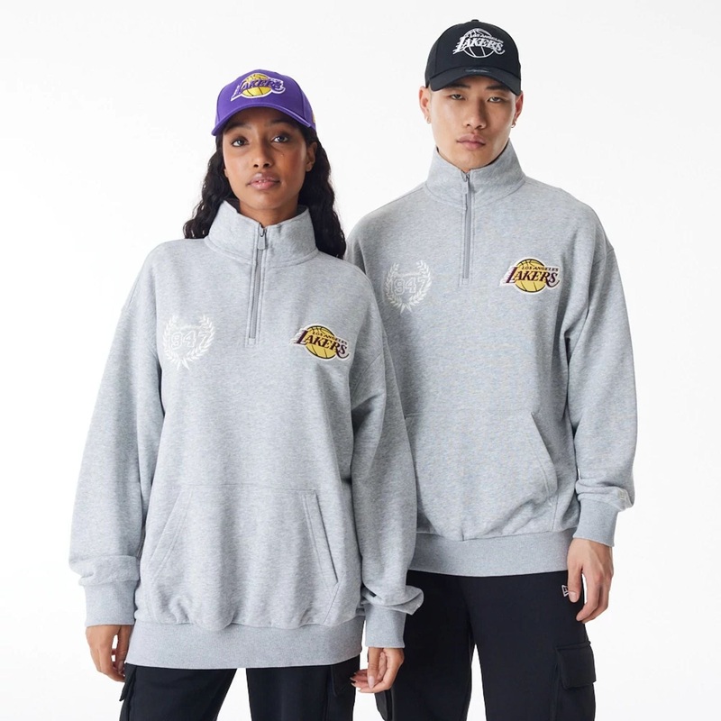 LA Lakers NBA Lifestyle Grey Quarter Zip Sweater