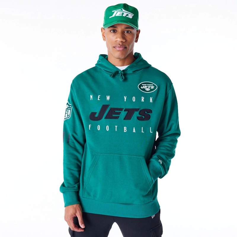 New York Jets NFL Patch Green Oversized Pullover Hoodie