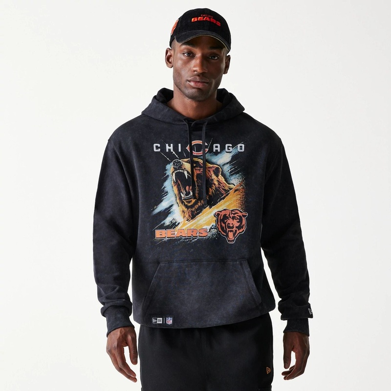 Chicago Bears NFL Games Premium Apparel Black Oversized Pullover Hoodie