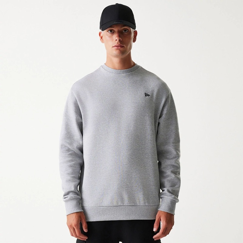 New Era Essential Grey Oversized Crewneck Sweater