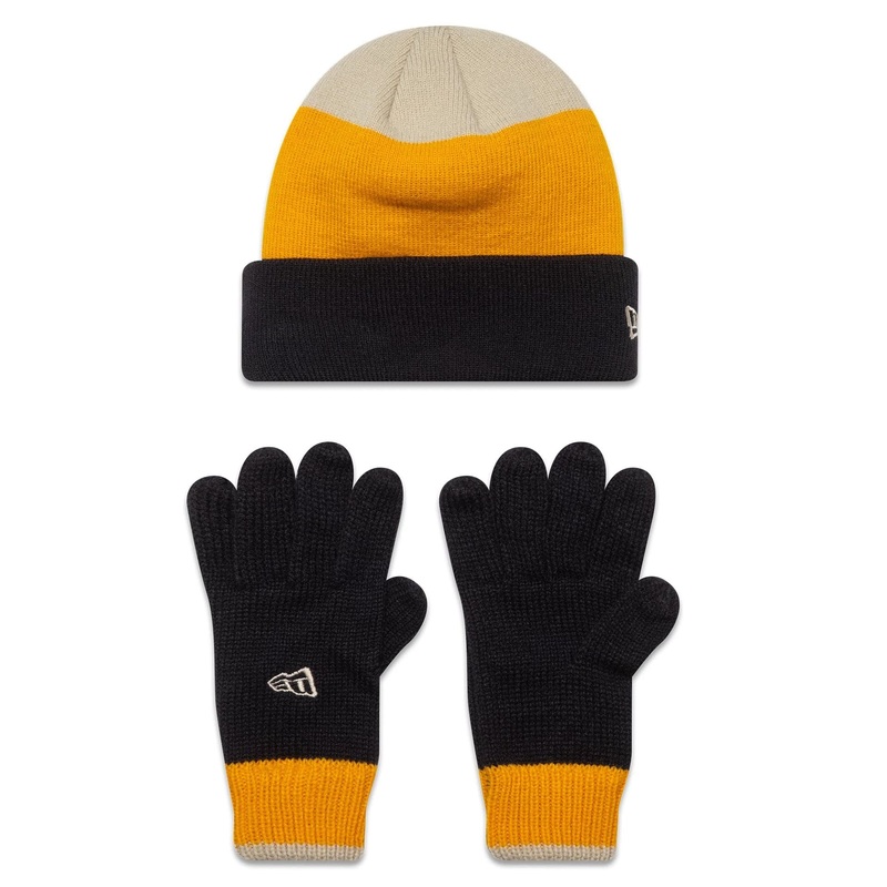 New Era Kids Black Beanie & Gloves Set