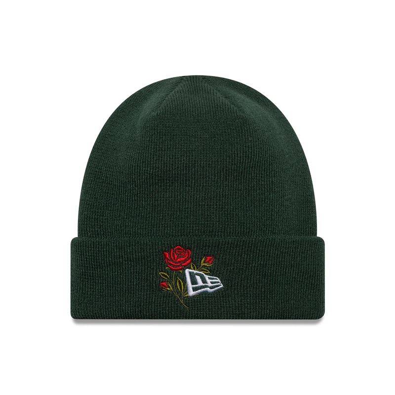New Era Rose Icon Dark Green Cuff Knit Beanie Hat