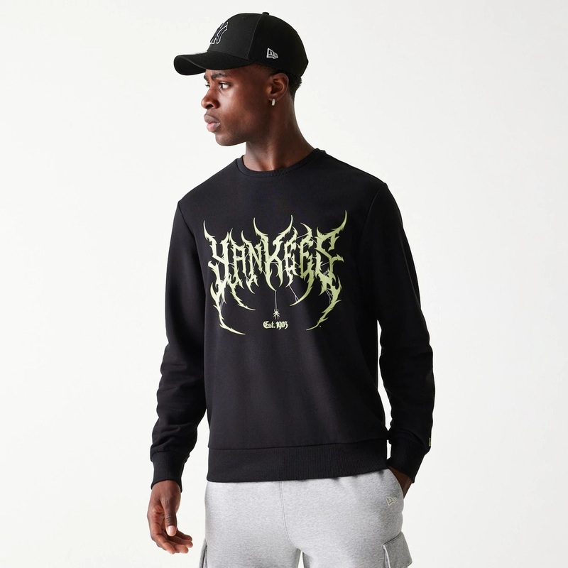 New York Yankees MLB Glow Black Crewneck Sweater