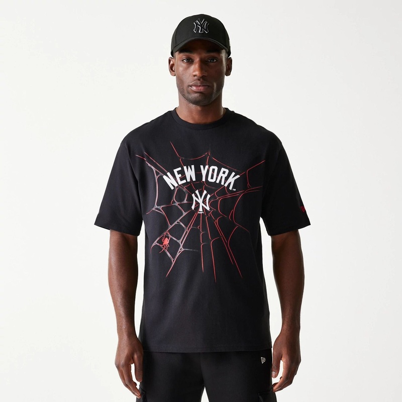 New York Yankees Spiderweb Black Oversized T-Shirt