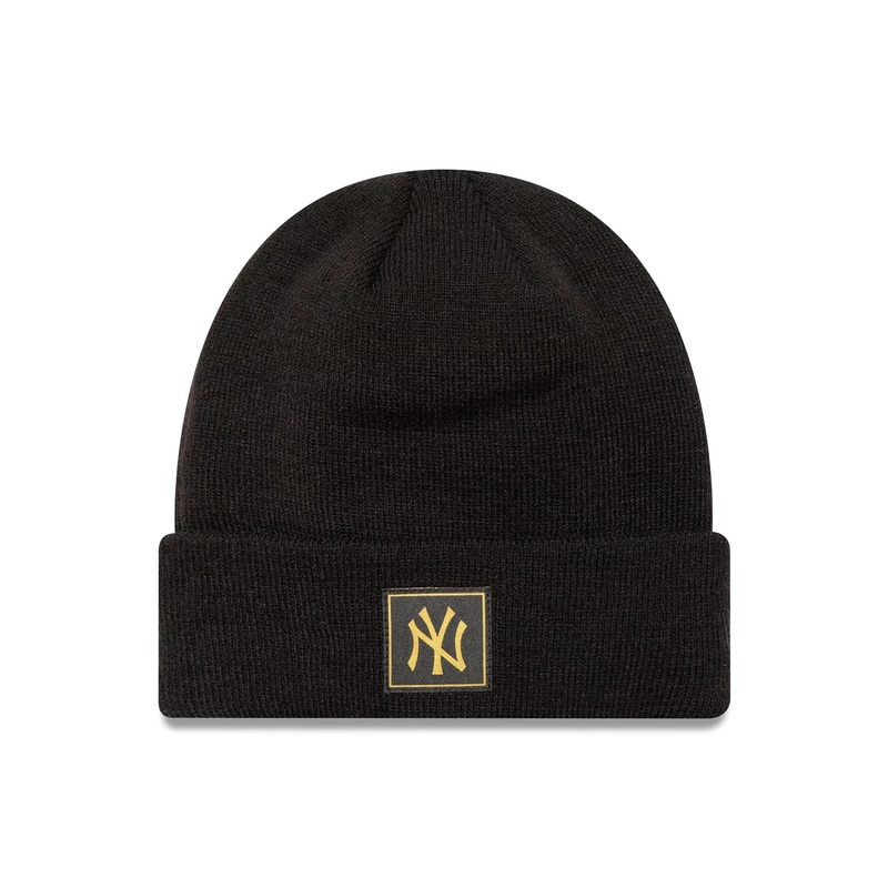 New York Yankees Youth Metallic Black Cuff Knit Beanie Hat