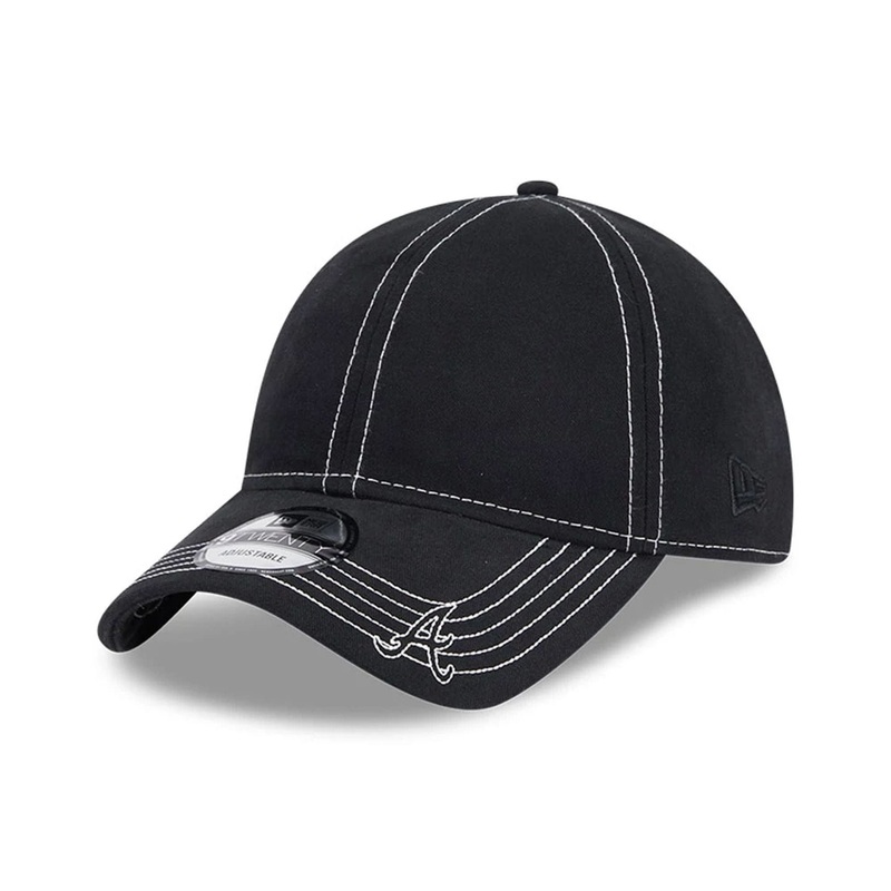 Atlanta Braves Contrast Stitch Black 9TWENTY Adjustable Cap